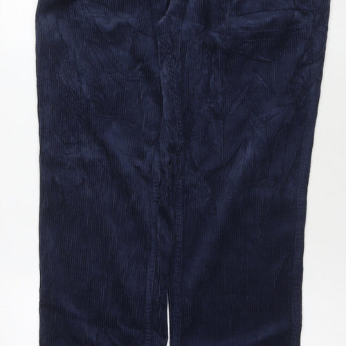 Marks and Spencer Mens Blue Cotton Trousers Size 32 in L33 in Regular Zip