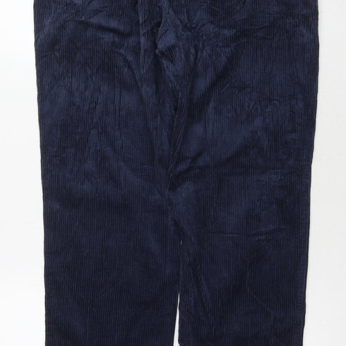 Marks and Spencer Mens Blue Cotton Trousers Size 32 in L33 in Regular Zip