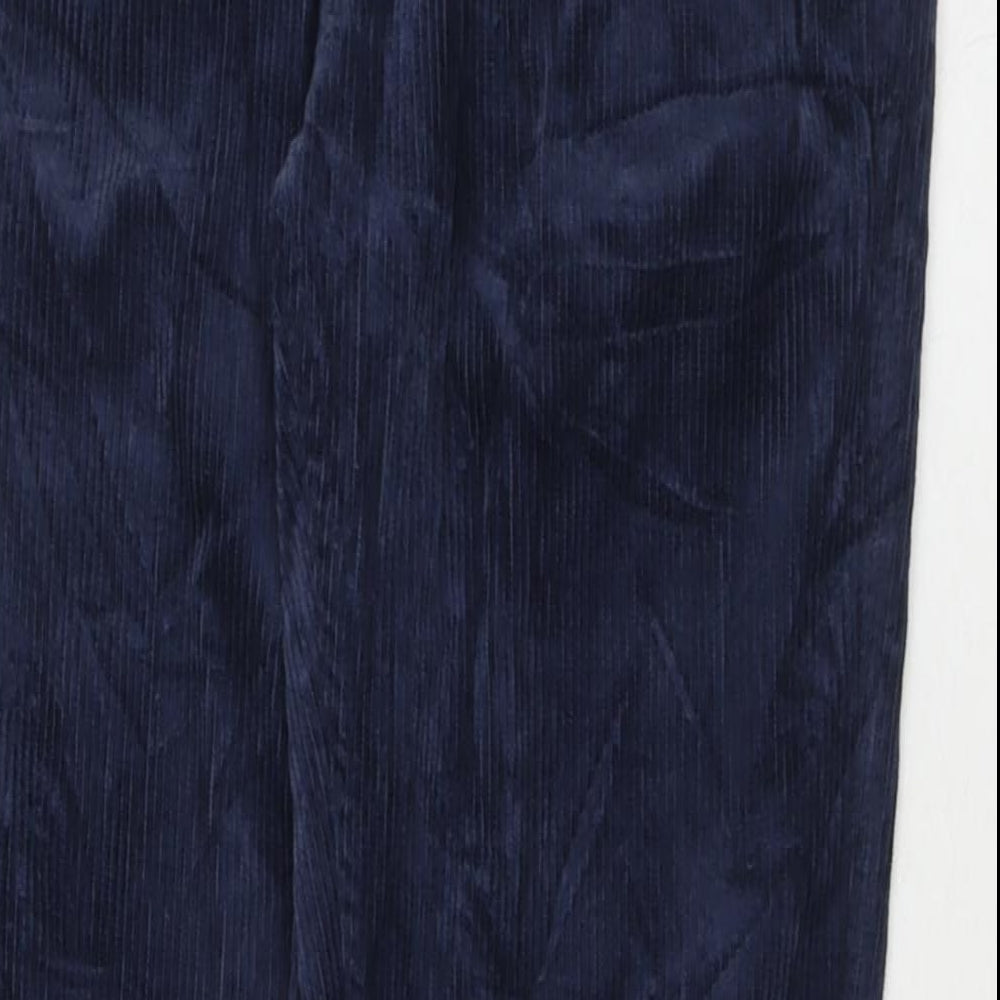 Marks and Spencer Mens Blue Cotton Trousers Size 32 in L33 in Regular Zip