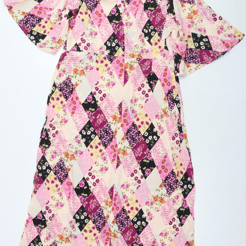 Nobody's child Womens Multicoloured Floral Viscose Maxi Size 16 V-Neck Zip