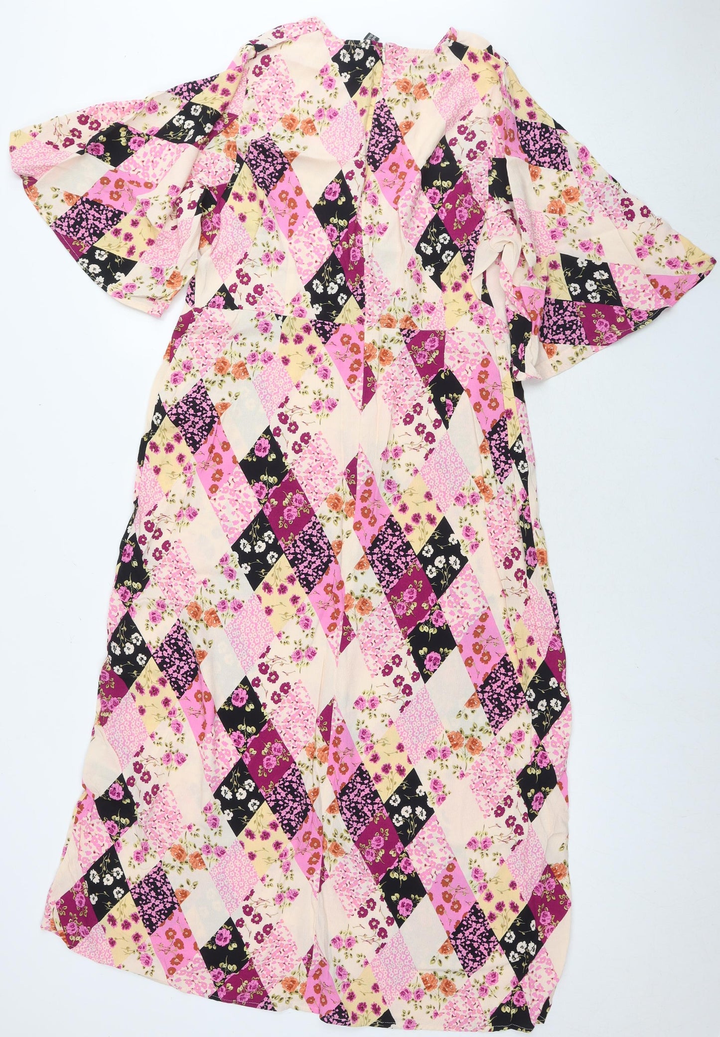 Nobody's child Womens Multicoloured Floral Viscose Maxi Size 16 V-Neck Zip