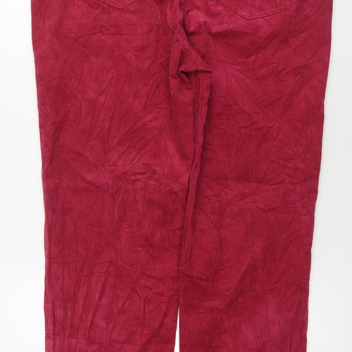 Marks and Spencer Womens Red Cotton Trousers Size 18 L28 in Regular Zip