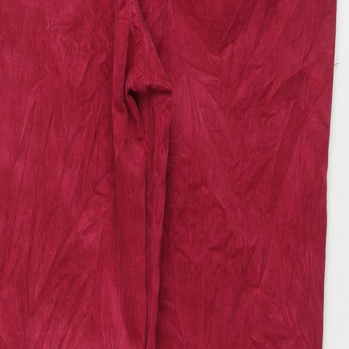 Marks and Spencer Womens Red Cotton Trousers Size 18 L28 in Regular Zip