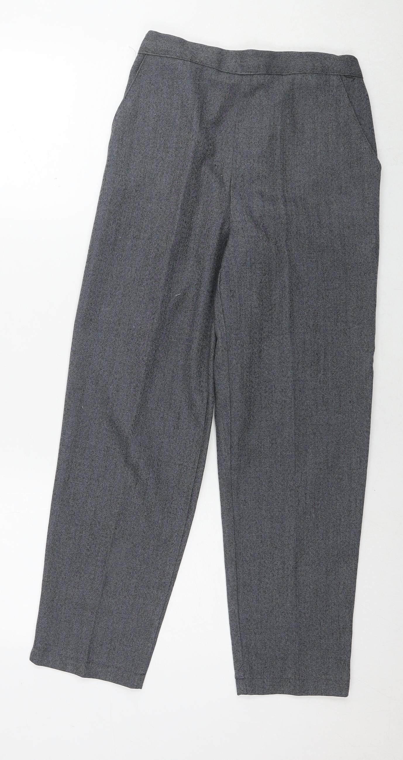 Emma Womens Grey Polyester Trousers Size 10 L25 in Regular