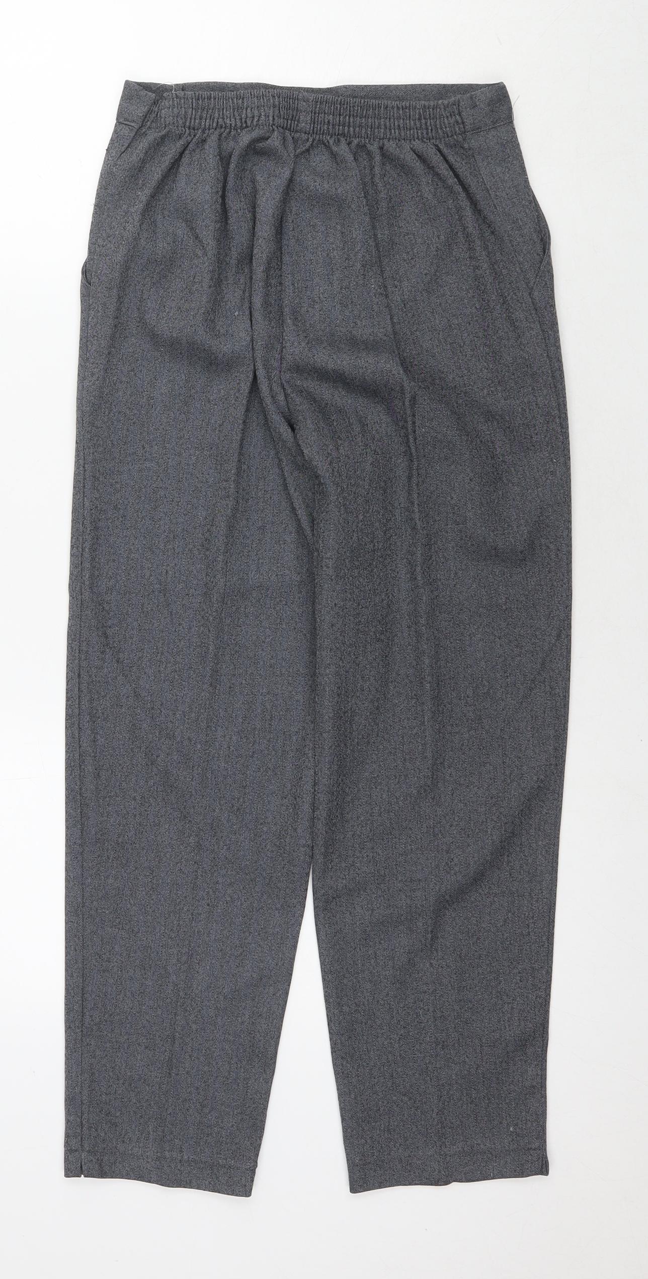 Emma Womens Grey Polyester Trousers Size 10 L25 in Regular