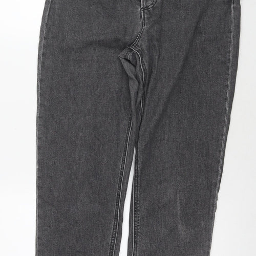 H&M Womens Grey Polyester Blend Straight Jeans Size 14 L27 in Regular Zip