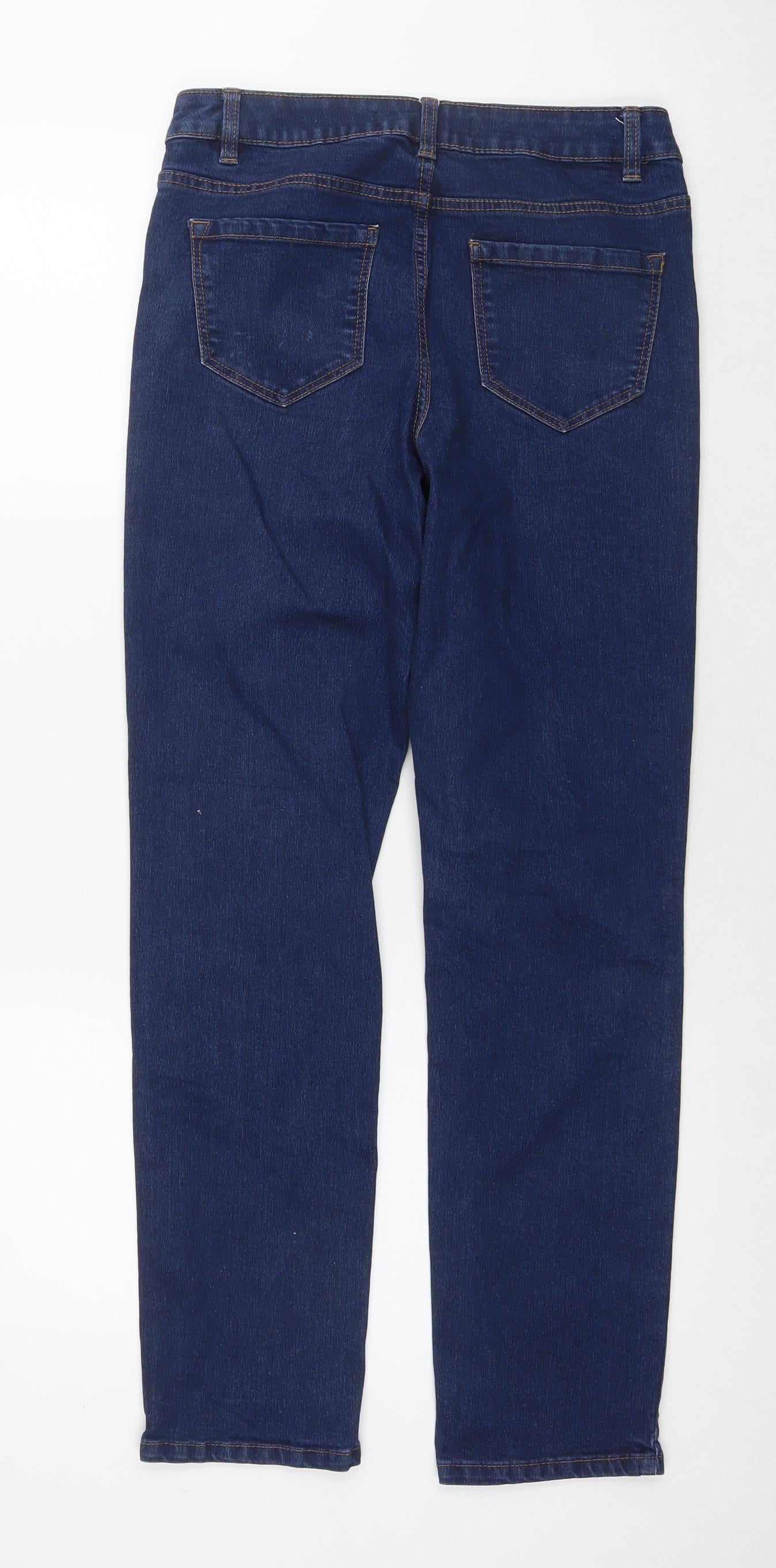 George Womens Blue Cotton Straight Jeans Size 10 L28 in Regular Zip