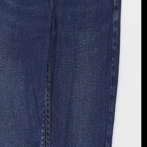 Marks and Spencer Womens Blue Cotton Straight Jeans Size 12 L28 in Regular Zip