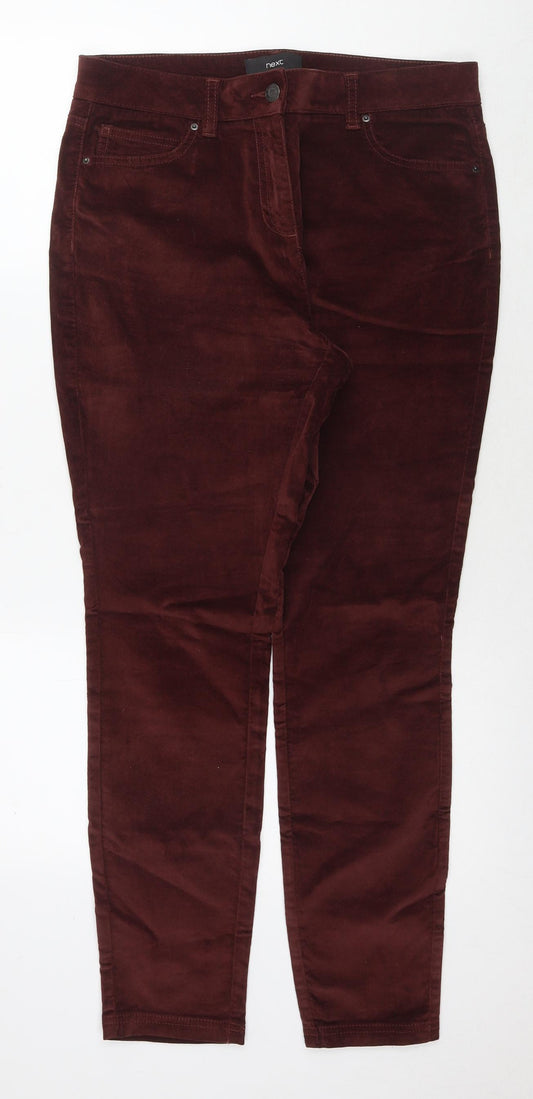 Marks and Spencer Womens Red Cotton Trousers Size 14 L28 in Regular Zip