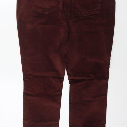 Marks and Spencer Womens Red Cotton Trousers Size 14 L28 in Regular Zip