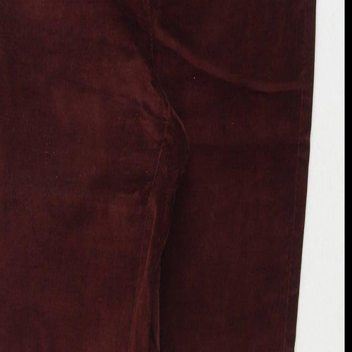 Marks and Spencer Womens Red Cotton Trousers Size 14 L28 in Regular Zip