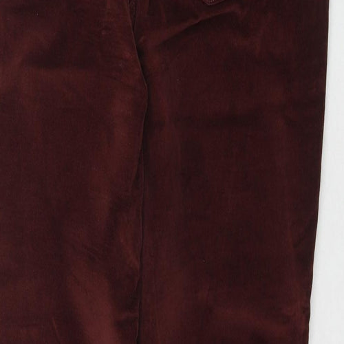 Marks and Spencer Womens Red Cotton Trousers Size 14 L28 in Regular Zip