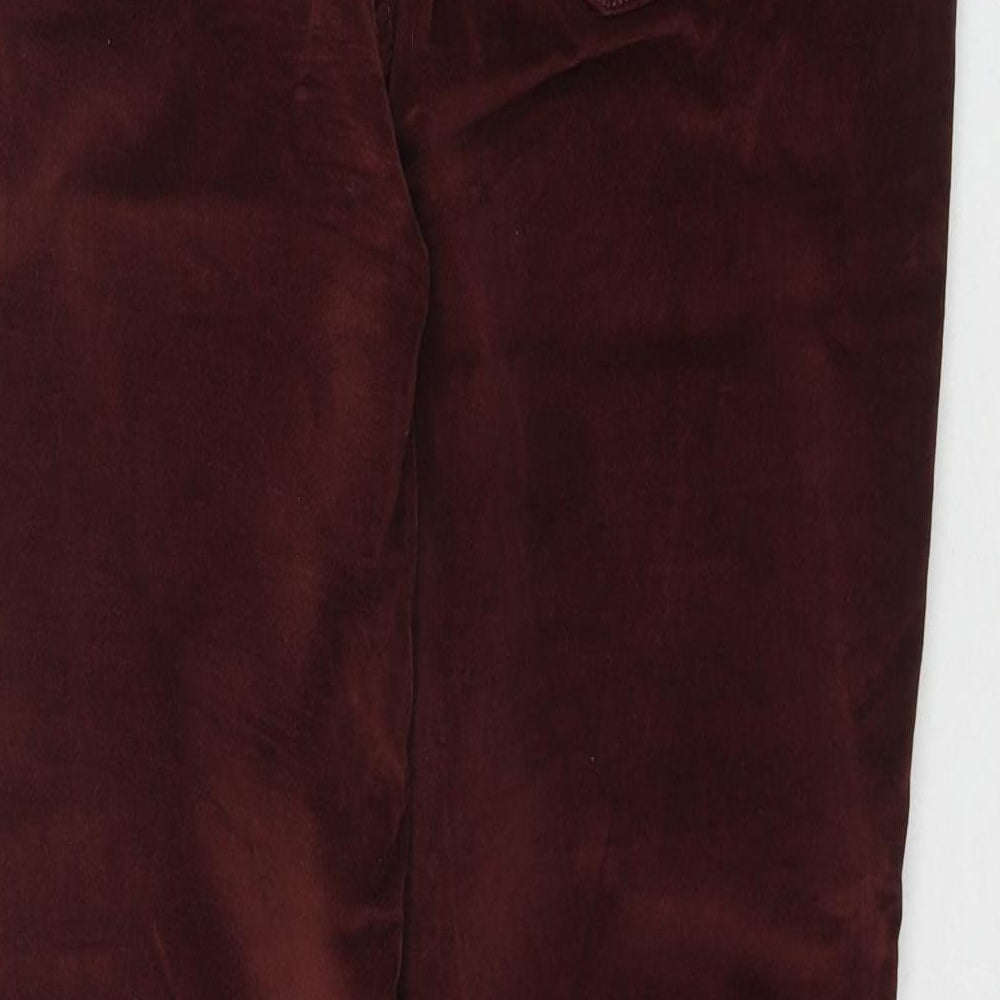 Marks and Spencer Womens Red Cotton Trousers Size 14 L28 in Regular Zip