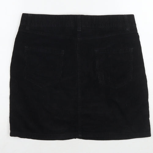 Marks and Spencer Womens Black Cotton A-Line Skirt Size 10 Zip