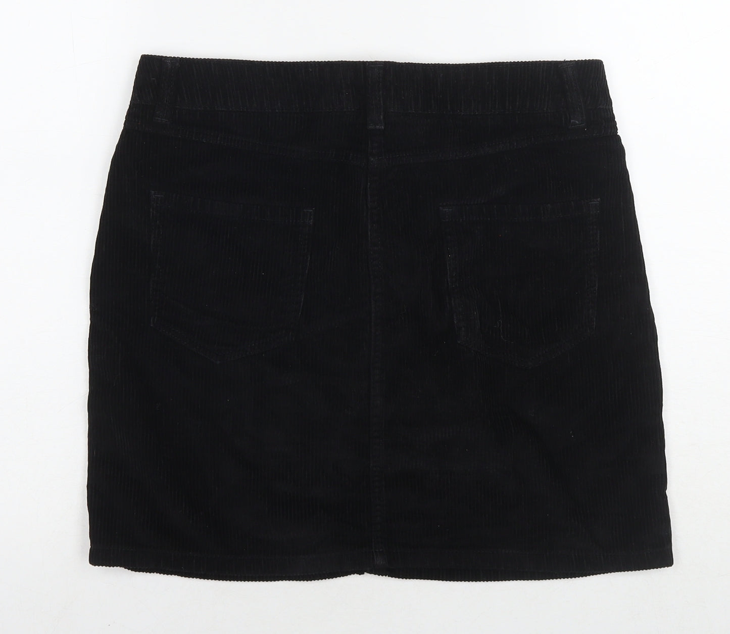 Marks and Spencer Womens Black Cotton A-Line Skirt Size 10 Zip