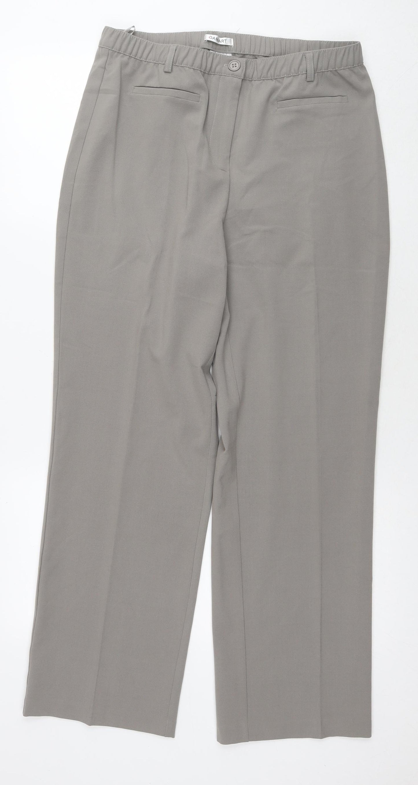 Damart Womens Grey Polyester Trousers Size 14 L29 in Regular Zip