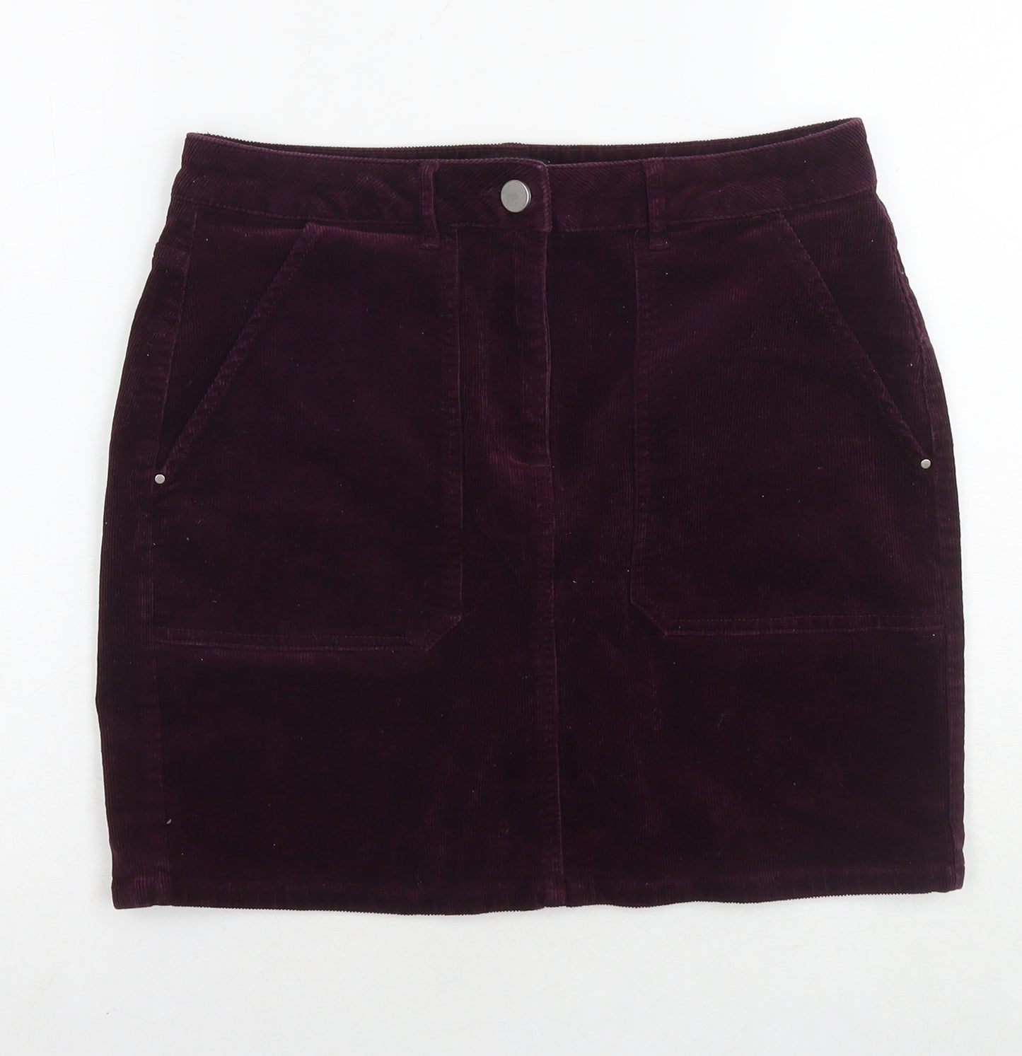 Dorothy Perkins Womens Purple Cotton A-Line Skirt Size 12 Zip