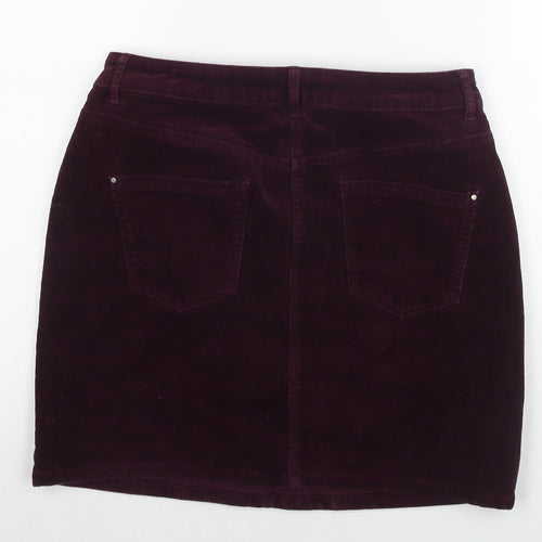 Dorothy Perkins Womens Purple Cotton A-Line Skirt Size 12 Zip