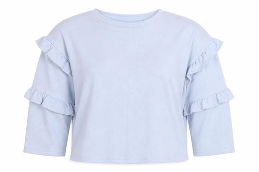 Front view of Dorothy Perkins women’s blue round neck polyester jumper, size UK 10