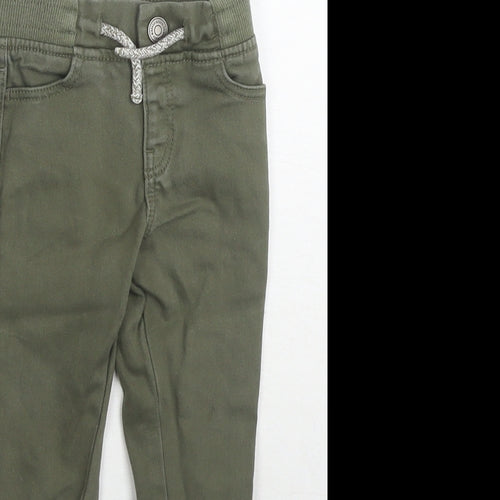 Denim & Co. Boys Green Cotton Jogger Jeans Size 9-12 Months Drawstring