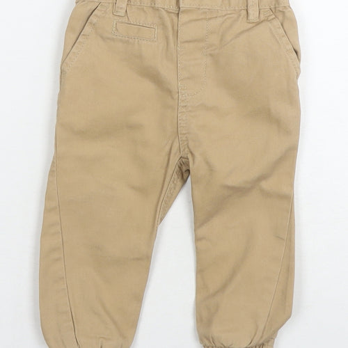 Little Rebel Boys Beige Cotton Capri Trousers Size 9-12 Months Zip