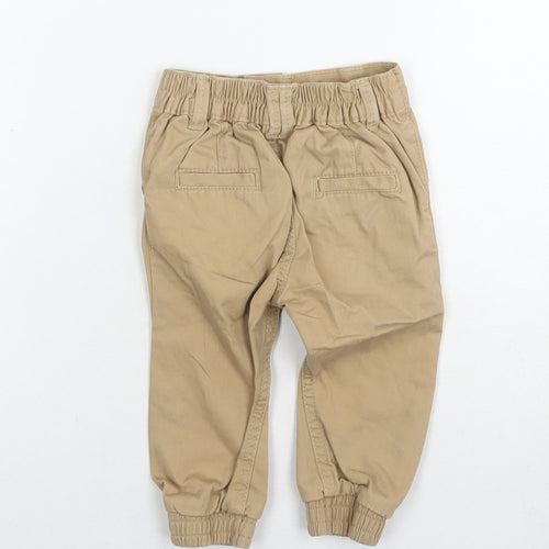 Little Rebel Boys Beige Cotton Capri Trousers Size 9-12 Months Zip