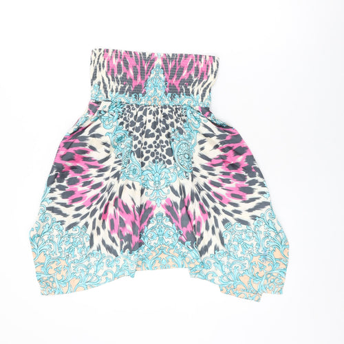 River Island Womens Multicoloured Animal Print Polyester Basic T-Shirt Size S Off the Shoulder
