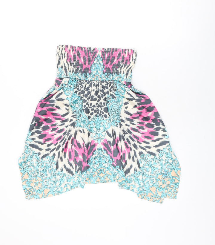 River Island Womens Multicoloured Animal Print Polyester Basic T-Shirt Size S Off the Shoulder