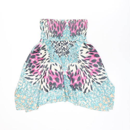 River Island Womens Multicoloured Animal Print Polyester Basic T-Shirt Size S Off the Shoulder
