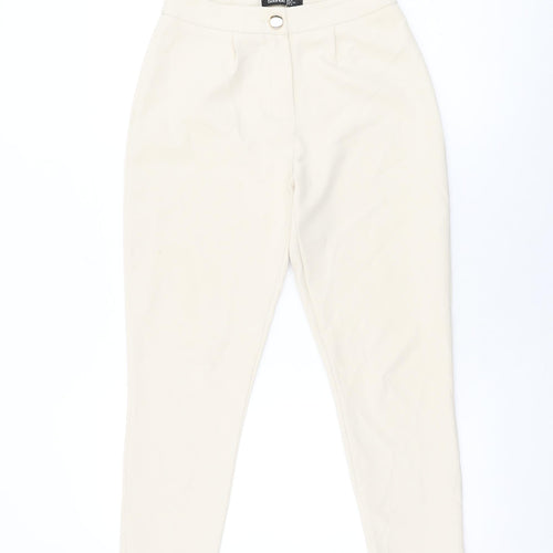 Boohoo Womens Beige Polyester Trousers Size 6 L25 in Regular Zip