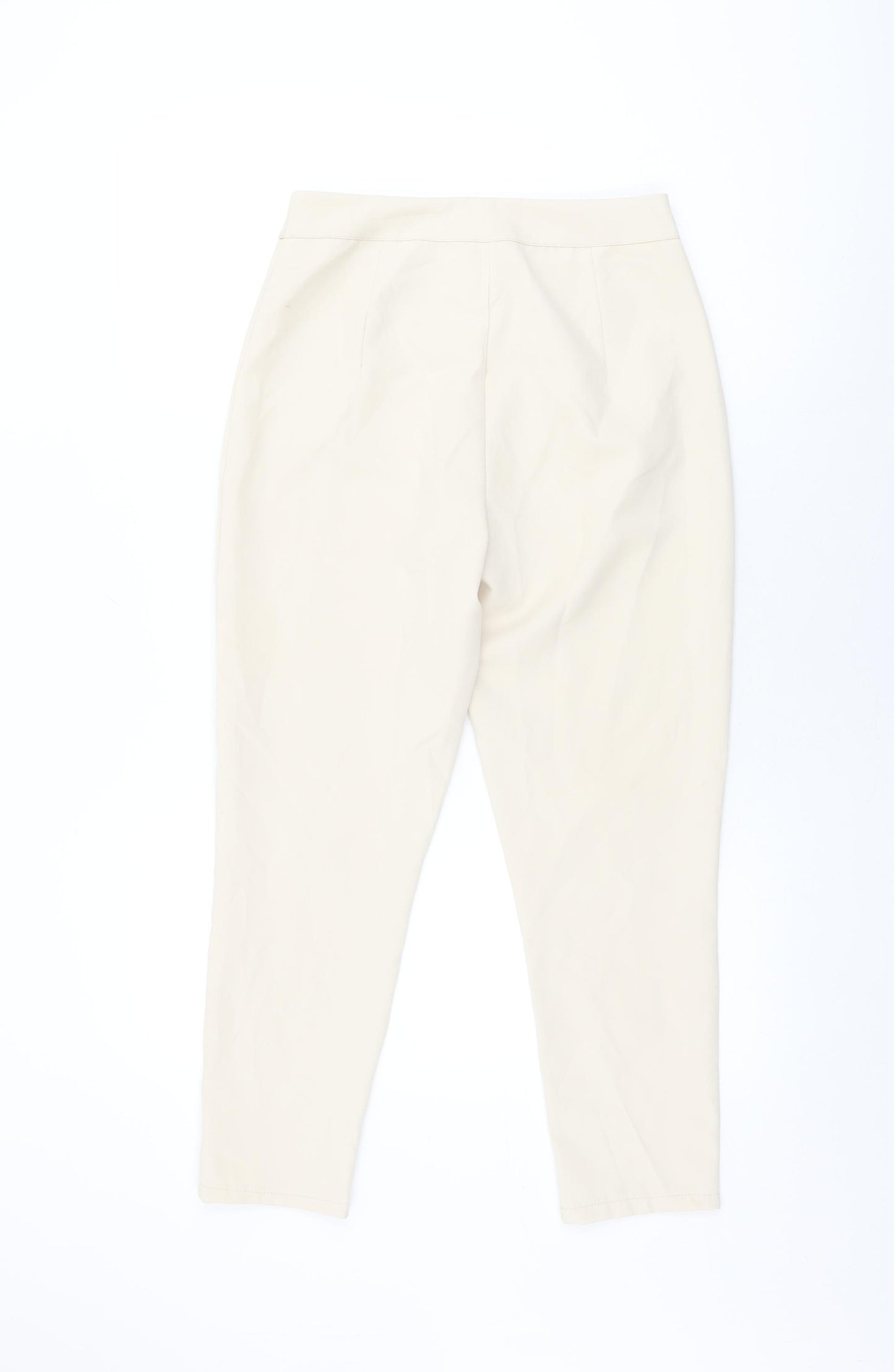 Boohoo Womens Beige Polyester Trousers Size 6 L25 in Regular Zip