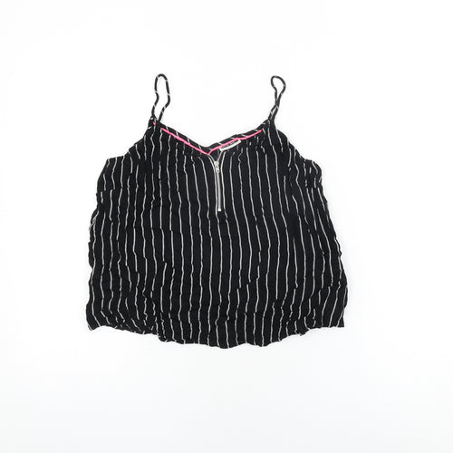 Noisy may Womens Black Striped Viscose Camisole T-Shirt Size S V-Neck