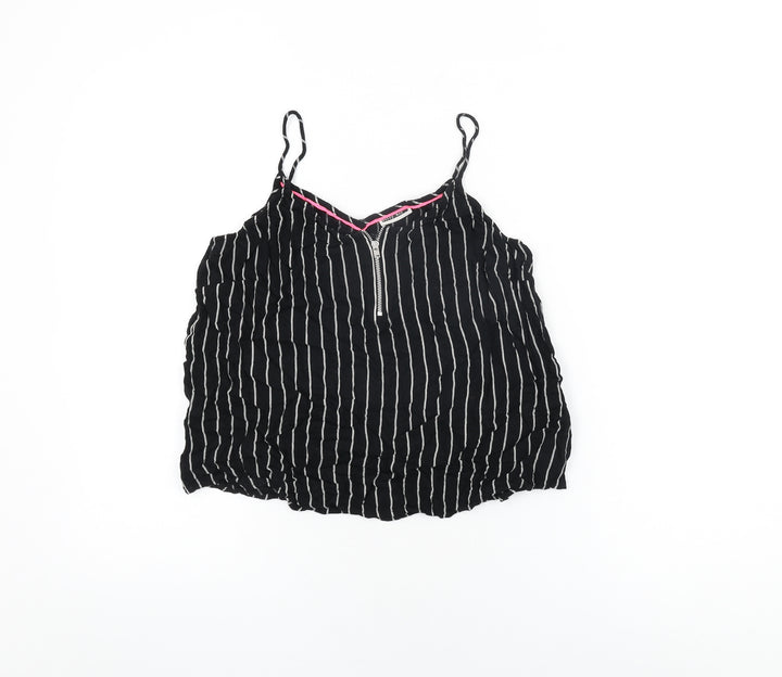 Noisy may Womens Black Striped Viscose Camisole T-Shirt Size S V-Neck