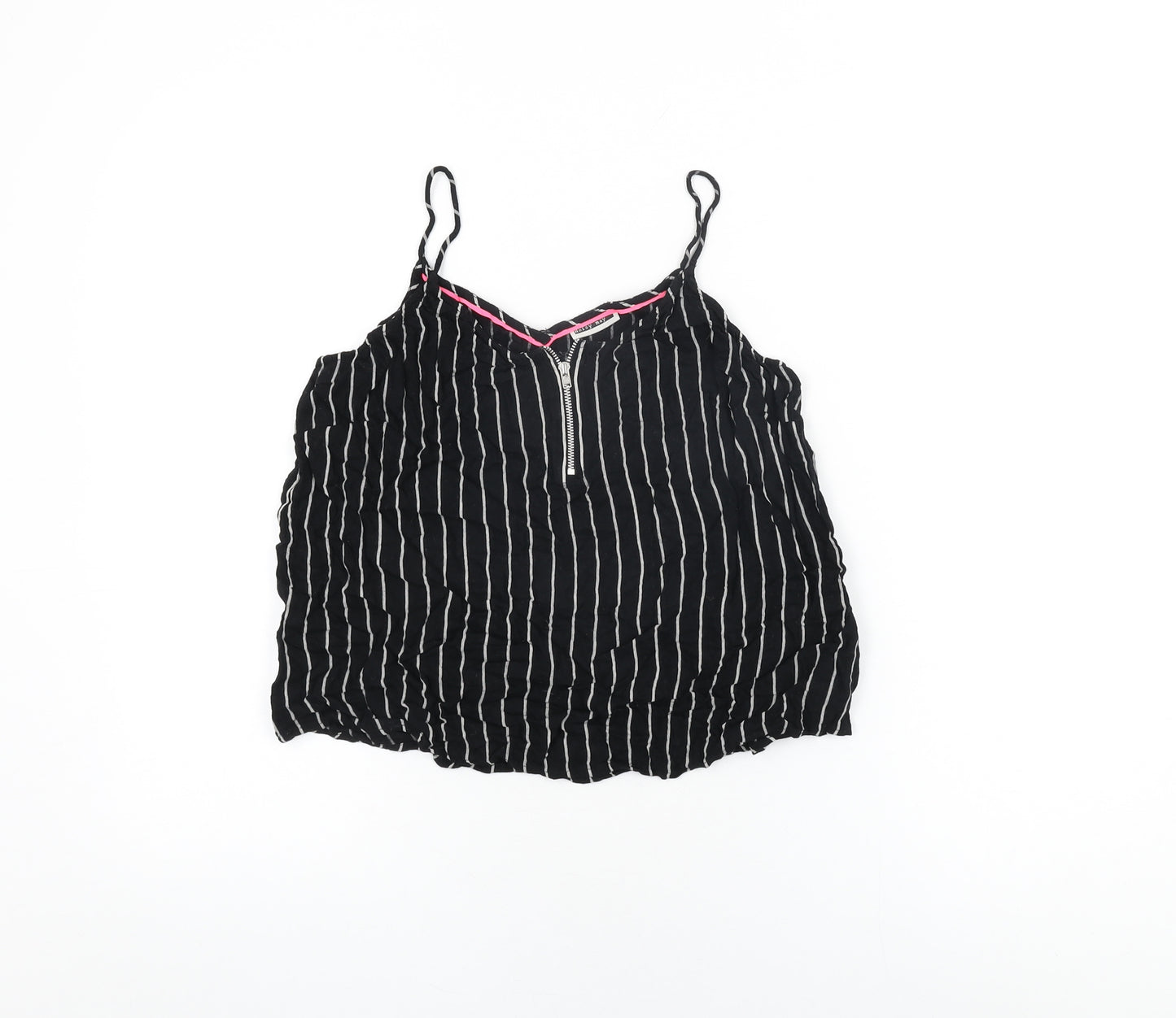 Noisy may Womens Black Striped Viscose Camisole T-Shirt Size S V-Neck