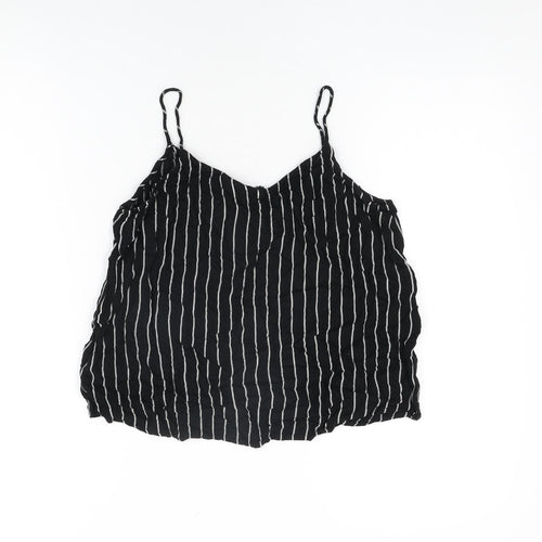 Noisy may Womens Black Striped Viscose Camisole T-Shirt Size S V-Neck