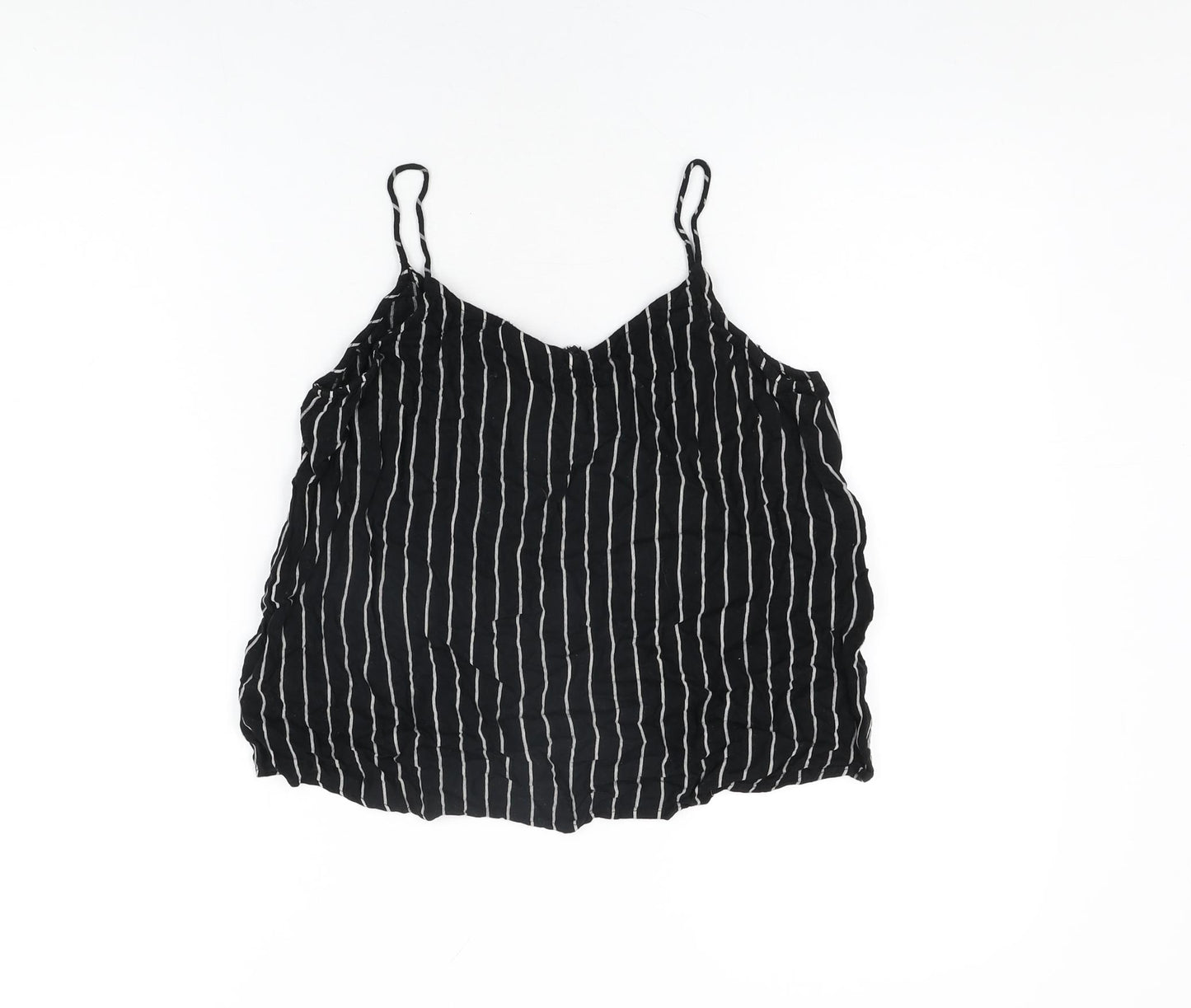 Noisy may Womens Black Striped Viscose Camisole T-Shirt Size S V-Neck