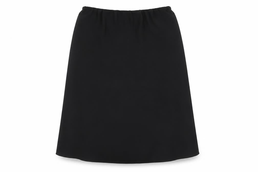 Front view of Bonmarché women’s black polyester swing skirt, size UK 14
