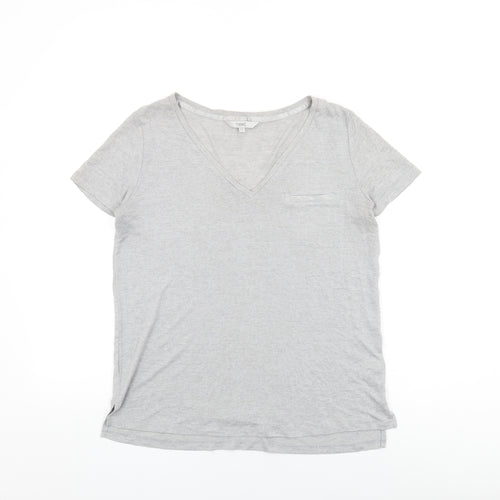 NEXT Womens Grey Viscose Basic T-Shirt Size 12 V-Neck
