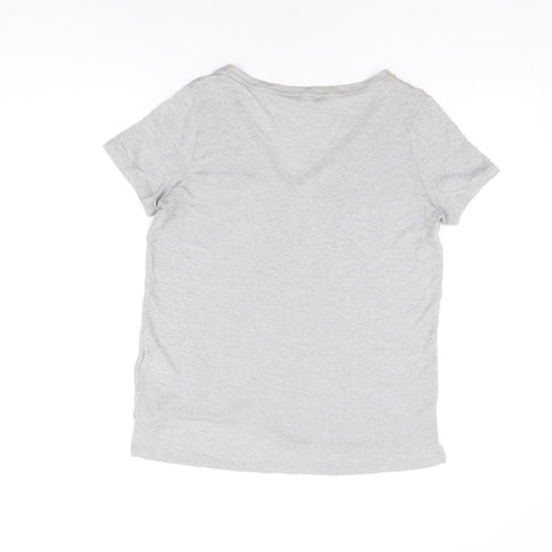 NEXT Womens Grey Viscose Basic T-Shirt Size 12 V-Neck