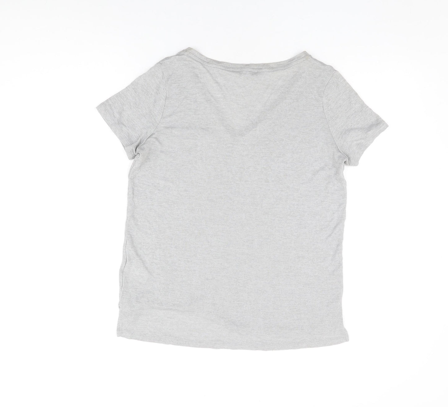 NEXT Womens Grey Viscose Basic T-Shirt Size 12 V-Neck
