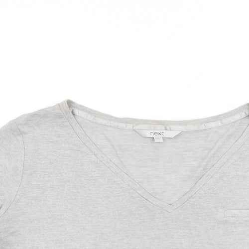 NEXT Womens Grey Viscose Basic T-Shirt Size 12 V-Neck
