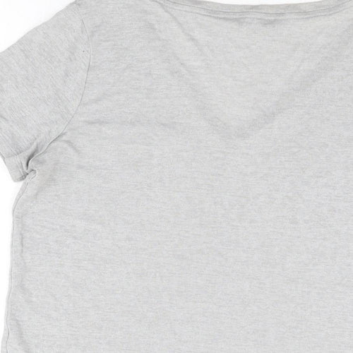 NEXT Womens Grey Viscose Basic T-Shirt Size 12 V-Neck