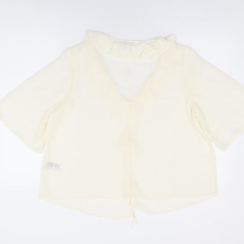 Marks and Spencer Womens Ivory Polyester Basic Blouse Size 16 V-Neck