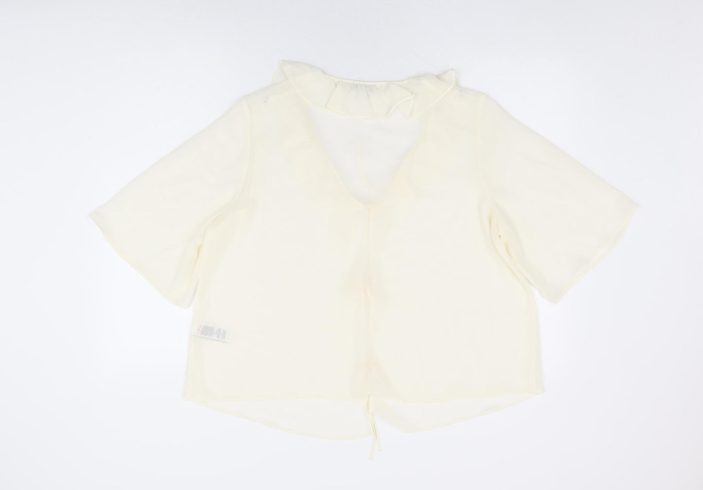 Marks and Spencer Womens Ivory Polyester Basic Blouse Size 16 V-Neck