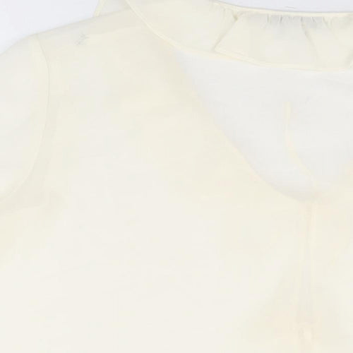 Marks and Spencer Womens Ivory Polyester Basic Blouse Size 16 V-Neck