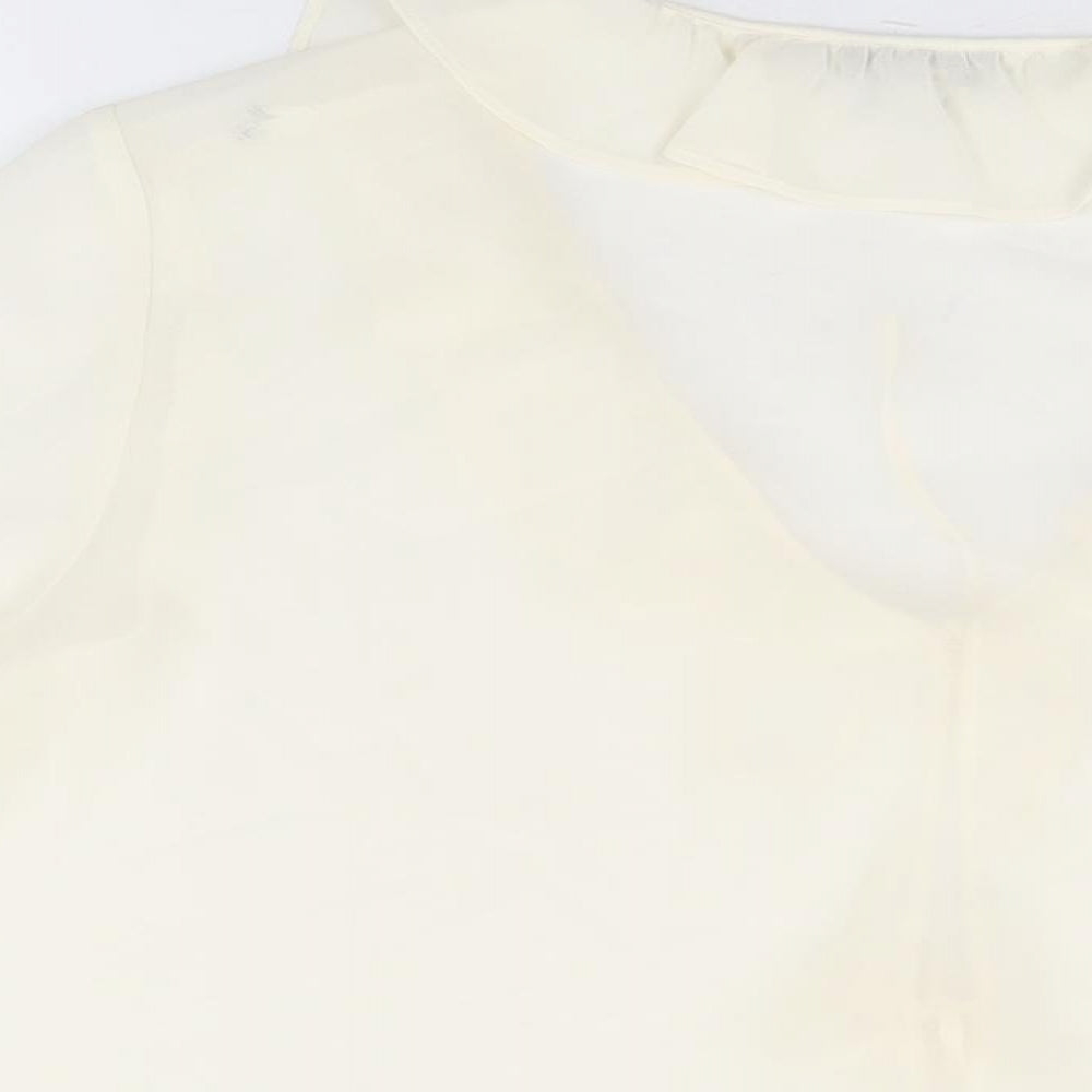 Marks and Spencer Womens Ivory Polyester Basic Blouse Size 16 V-Neck