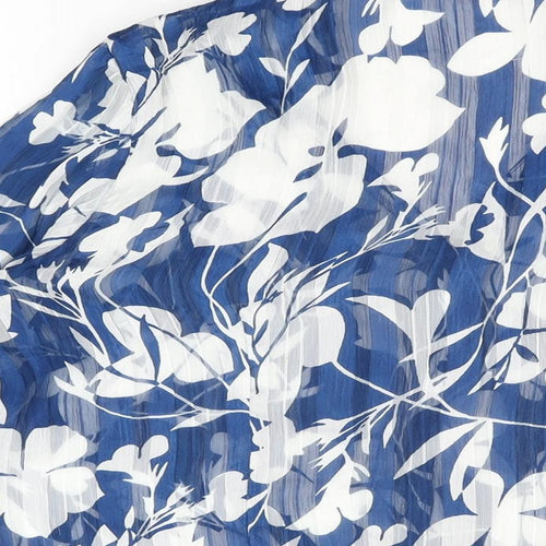 Per Una Womens Blue Floral Polyester Basic Button-Up Size 16 Collared