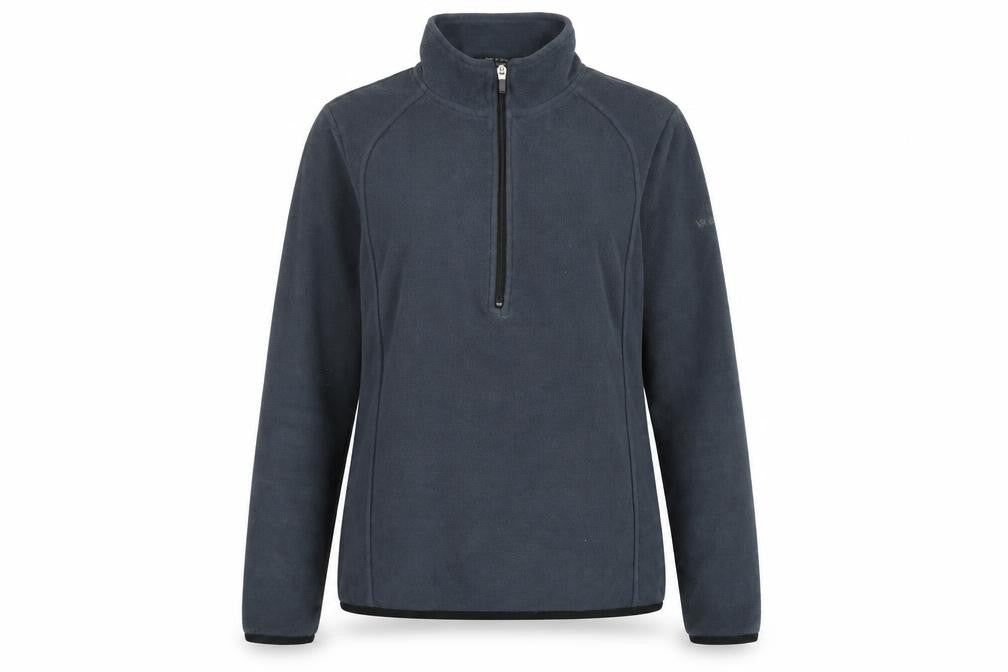 Front view of Wild South women’s grey polyester pullover sweatshirt, size UK 14, zip
