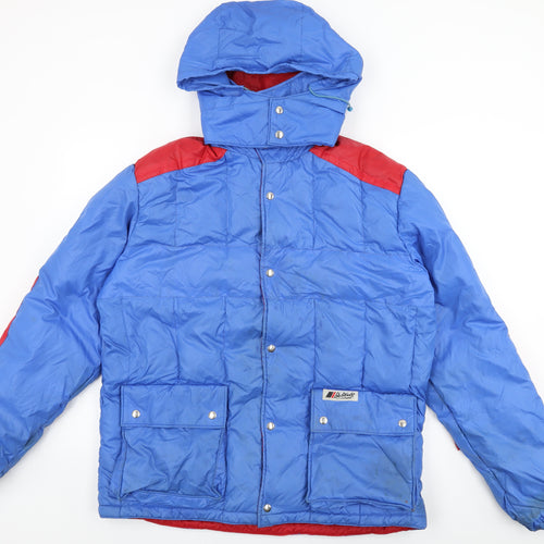 By Blacks Womens Blue Puffer Jacket Coat Size L Zip