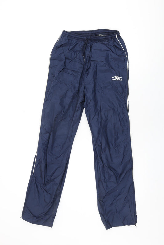 Umbro Girls Blue Nylon Jogger Trousers Size 12 Years L28 in Regular Drawstring